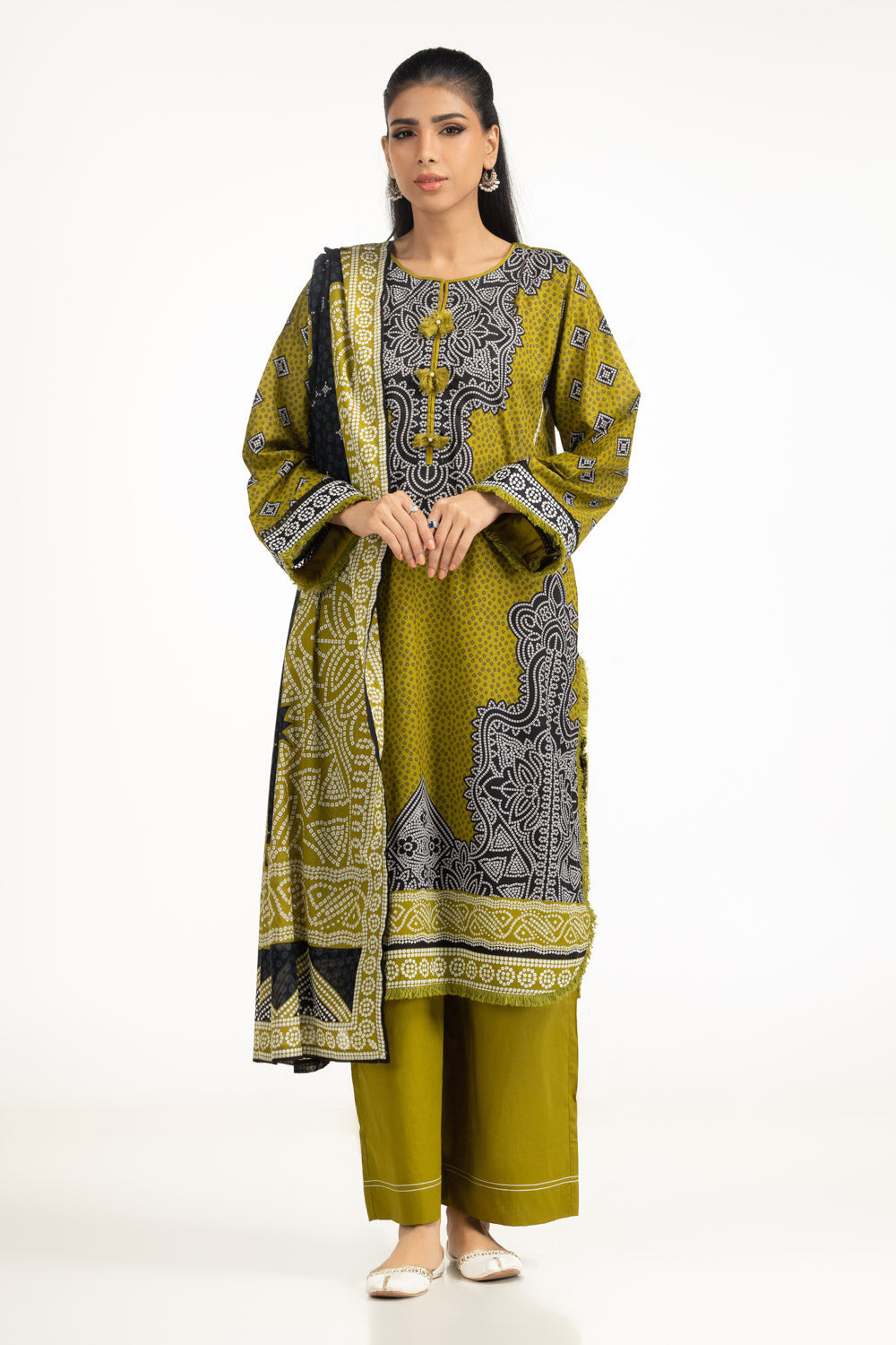 Printed Lawn Olive Stitched Suit - Gul Ahmed