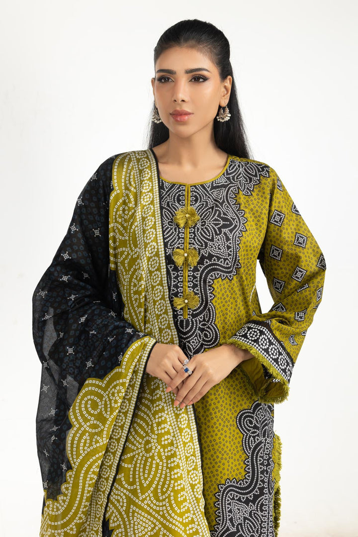 Printed Lawn Olive Stitched Suit - Gul Ahmed