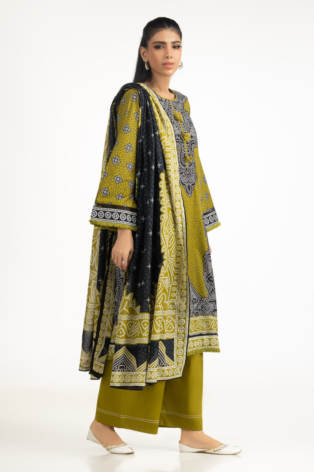 Printed Lawn Olive Stitched Suit - Gul Ahmed