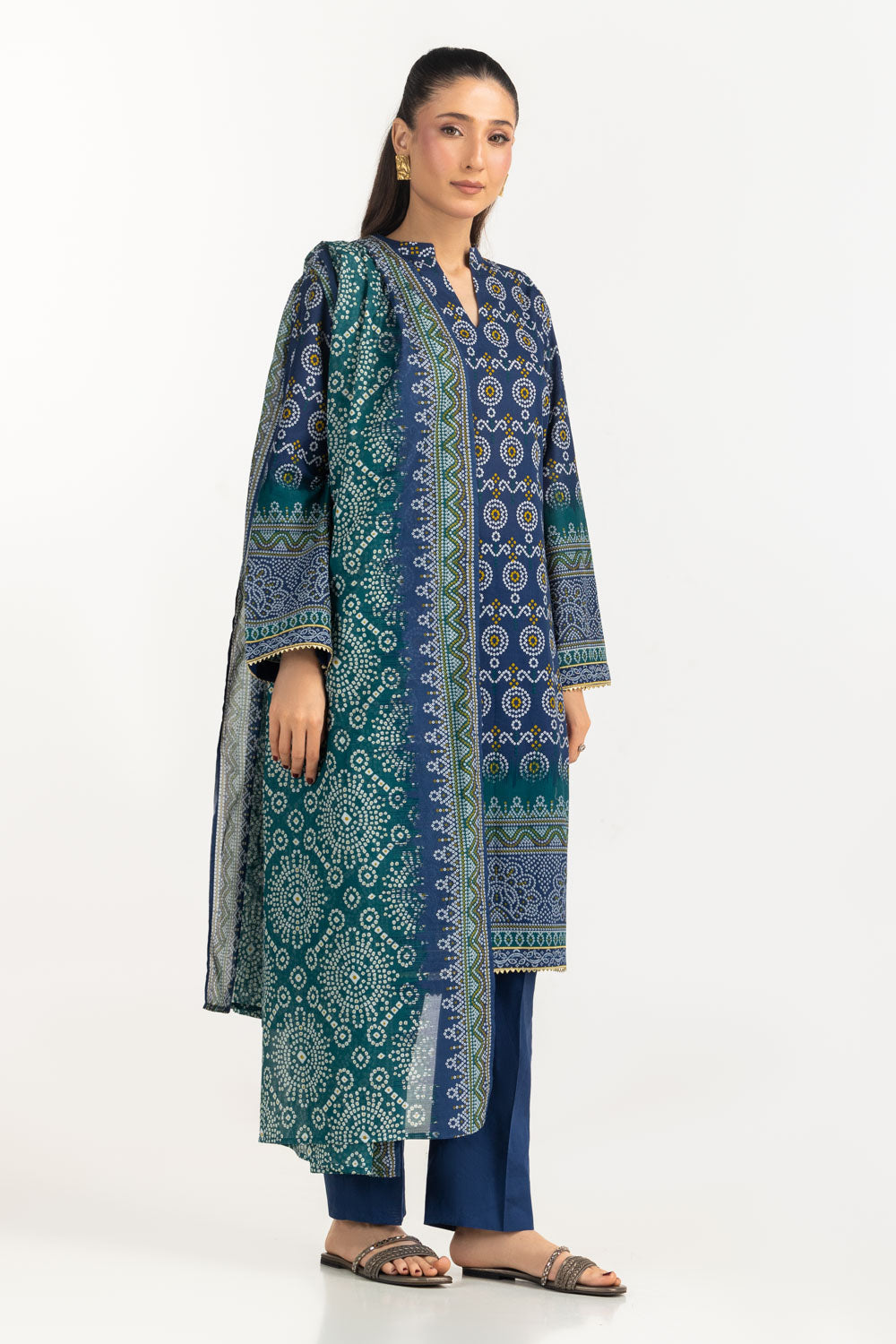 Printed Lawn Blue Stitched Suit - Gul Ahmed