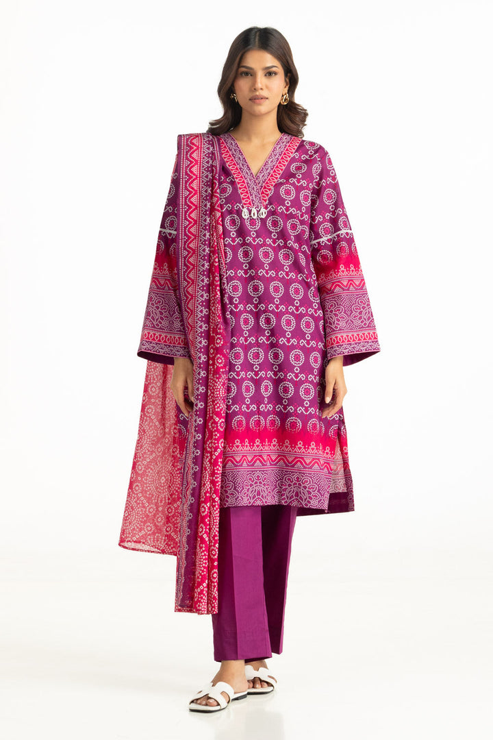 Printed Lawn Purple Stitched Suit - Gul Ahmed