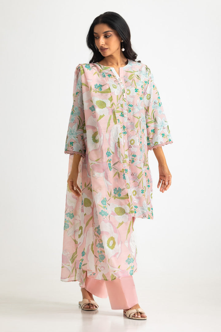 Lawn Printed Powder Pink Stitched Suit - Gul Ahmed