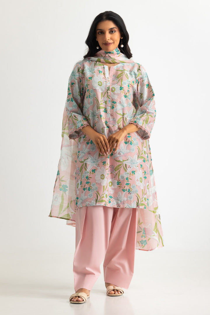 Lawn Printed Powder Pink Stitched Suit - Gul Ahmed