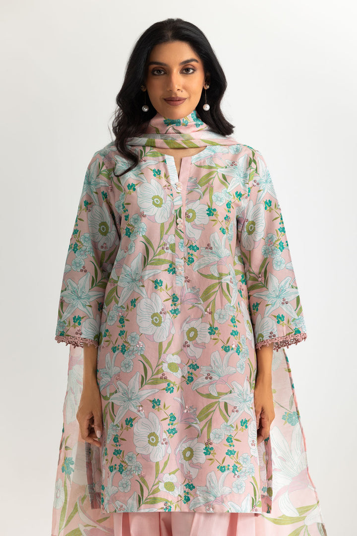 Lawn Printed Powder Pink Stitched Suit - Gul Ahmed