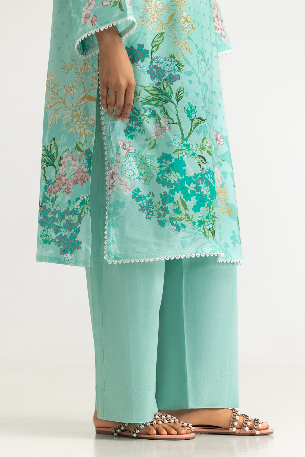 Lawn Printed Light Green Stitched Suit - Gul Ahmed