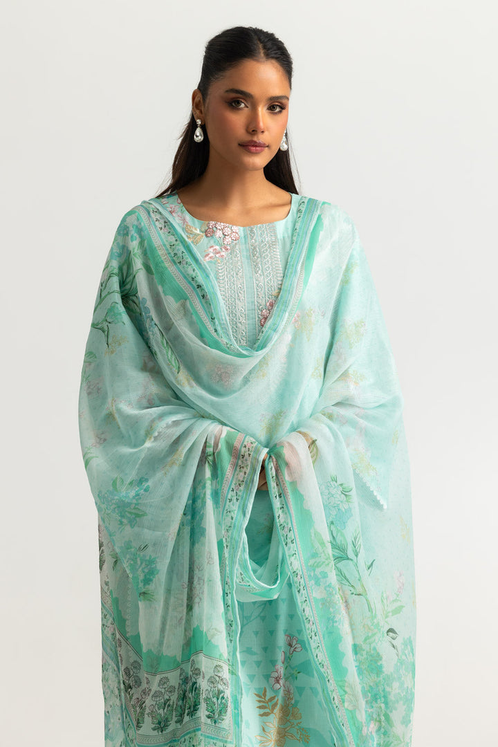Lawn Printed Light Green Stitched Suit - Gul Ahmed