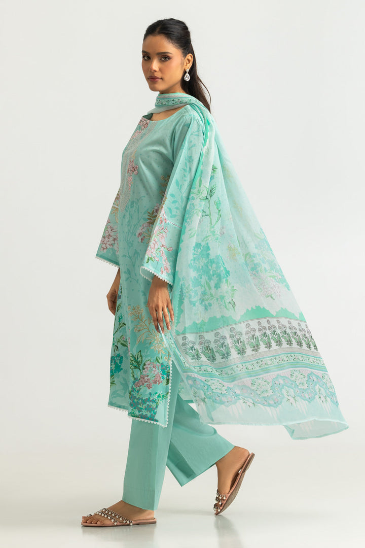 Lawn Printed Light Green Stitched Suit - Gul Ahmed