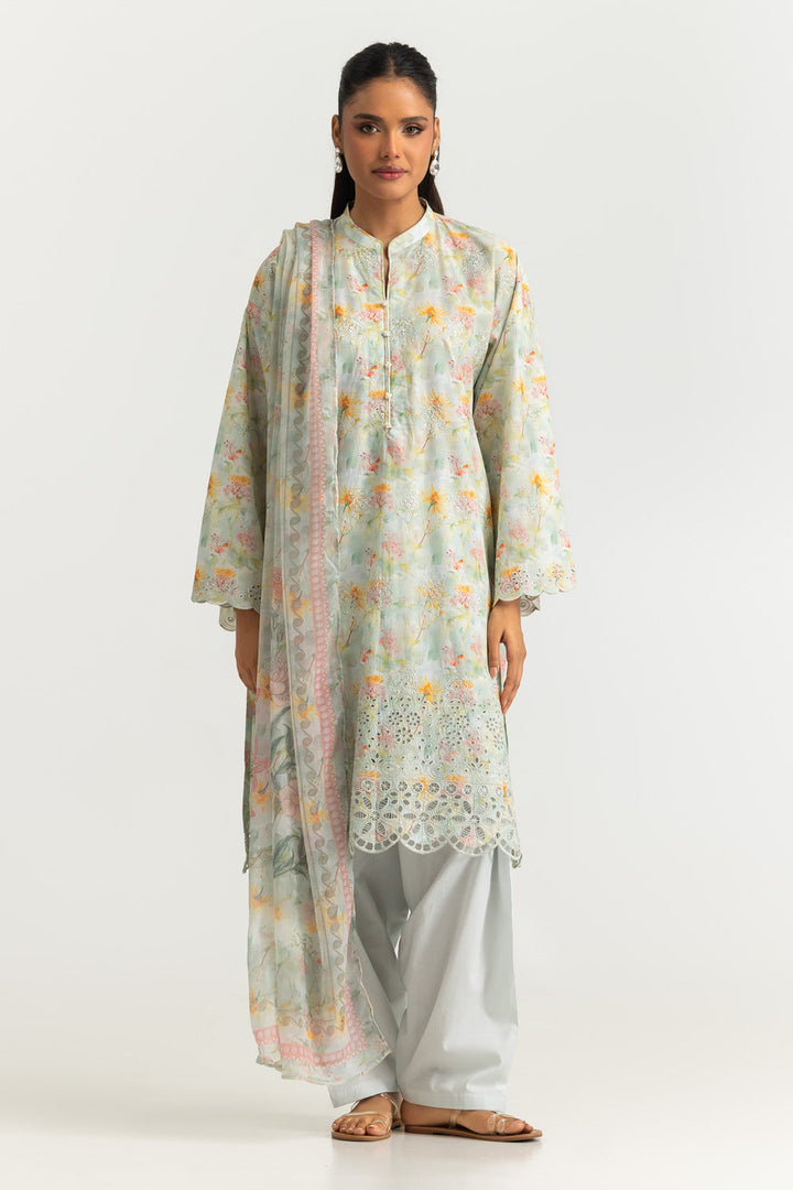 Lawn Printed Mint Green Stitched Suit - Gul Ahmed