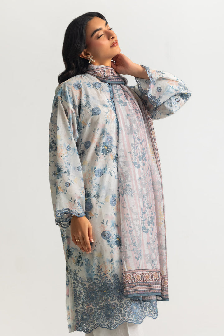 Lawn Printed Off White Stitched Suit - Gul Ahmed