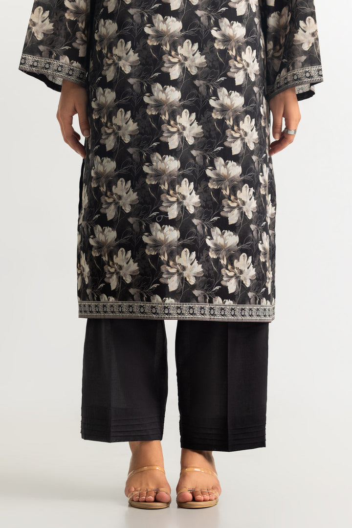 Lawn Printed Black Stitched Suit - Gul Ahmed