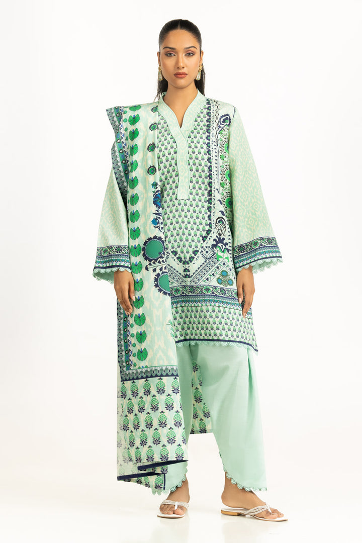 Viscose Khaddar Printed Light Green Stitched Suit - Gul Ahmed