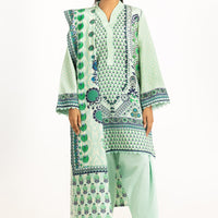 Viscose Khaddar Printed Light Green Stitched Suit - Gul Ahmed