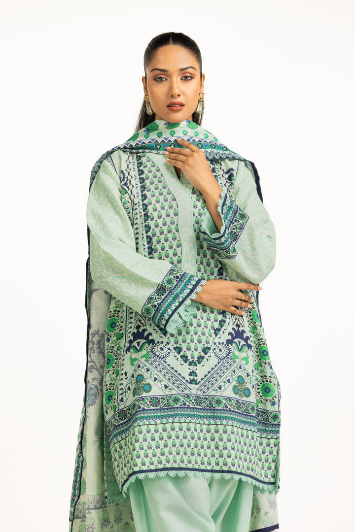 Viscose Khaddar Printed Light Green Stitched Suit - Gul Ahmed