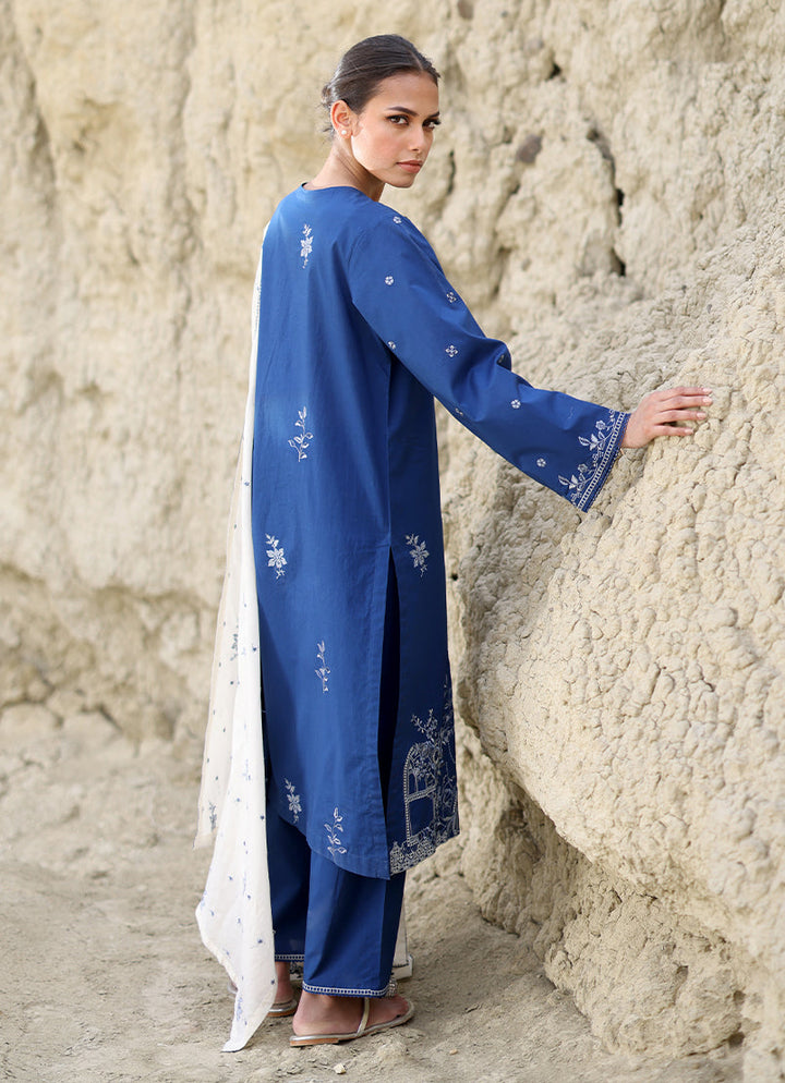 Cotton Blue Stitched Suit - Image