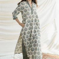 Digital Print Rayon White Stitched Suit - Indya