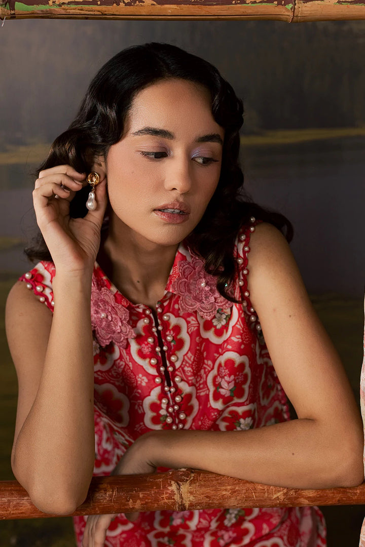 Dobby Lawn Pink Stitched Suit - Vanya