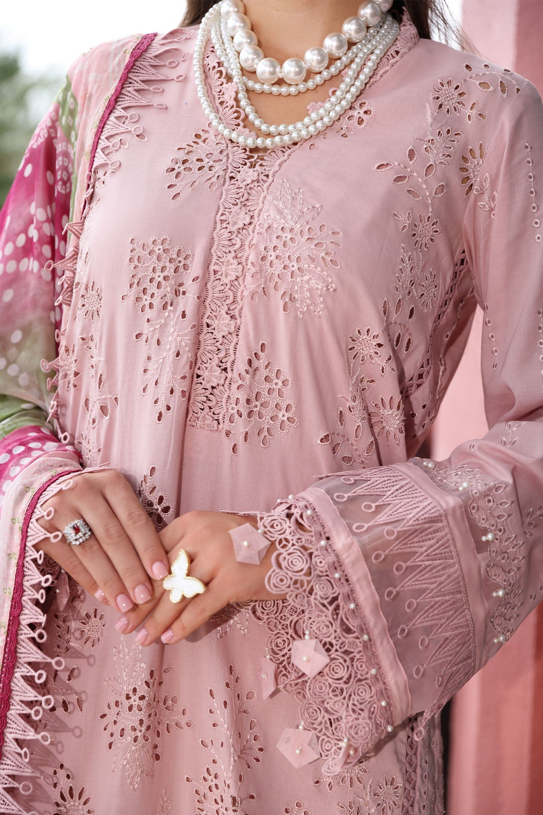 Lawn Peach Stitched Suit - Nureh
