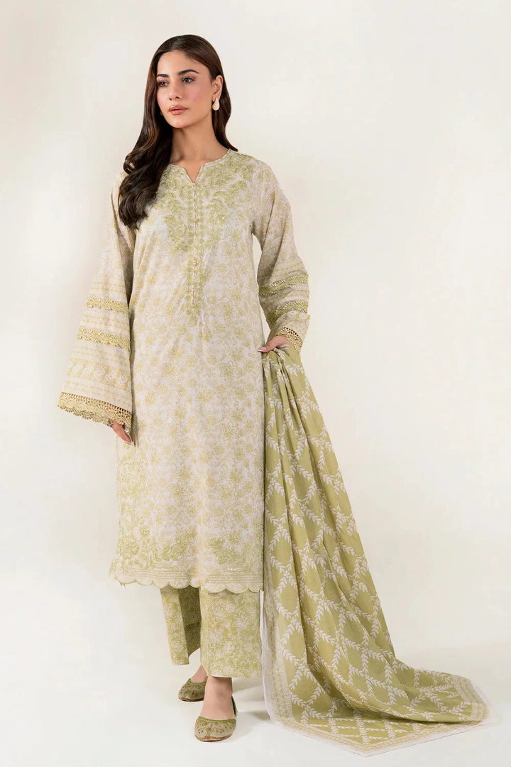 Embroidered Lawn Light Green Stitched Suit - Khas