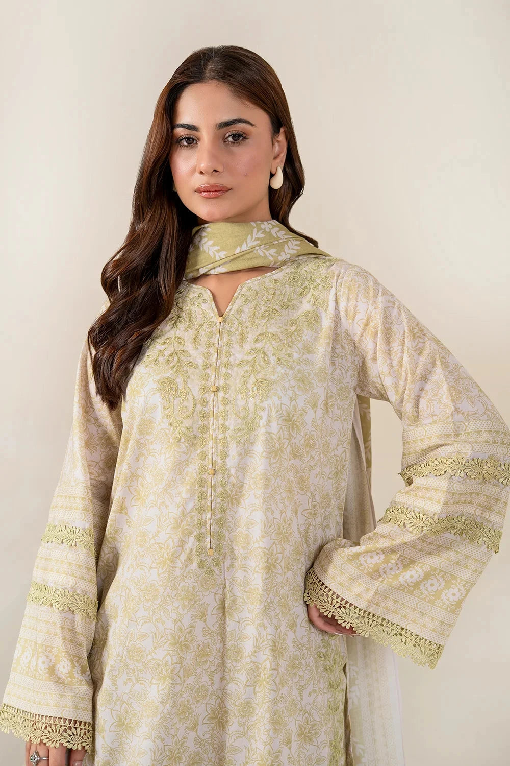 Embroidered Lawn Light Green Stitched Suit - Khas