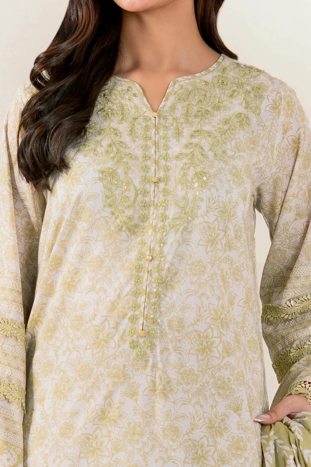 Embroidered Lawn Light Green Stitched Suit - Khas