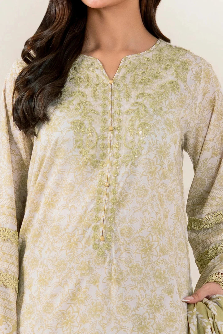 Embroidered Lawn Light Green Stitched Suit - Khas