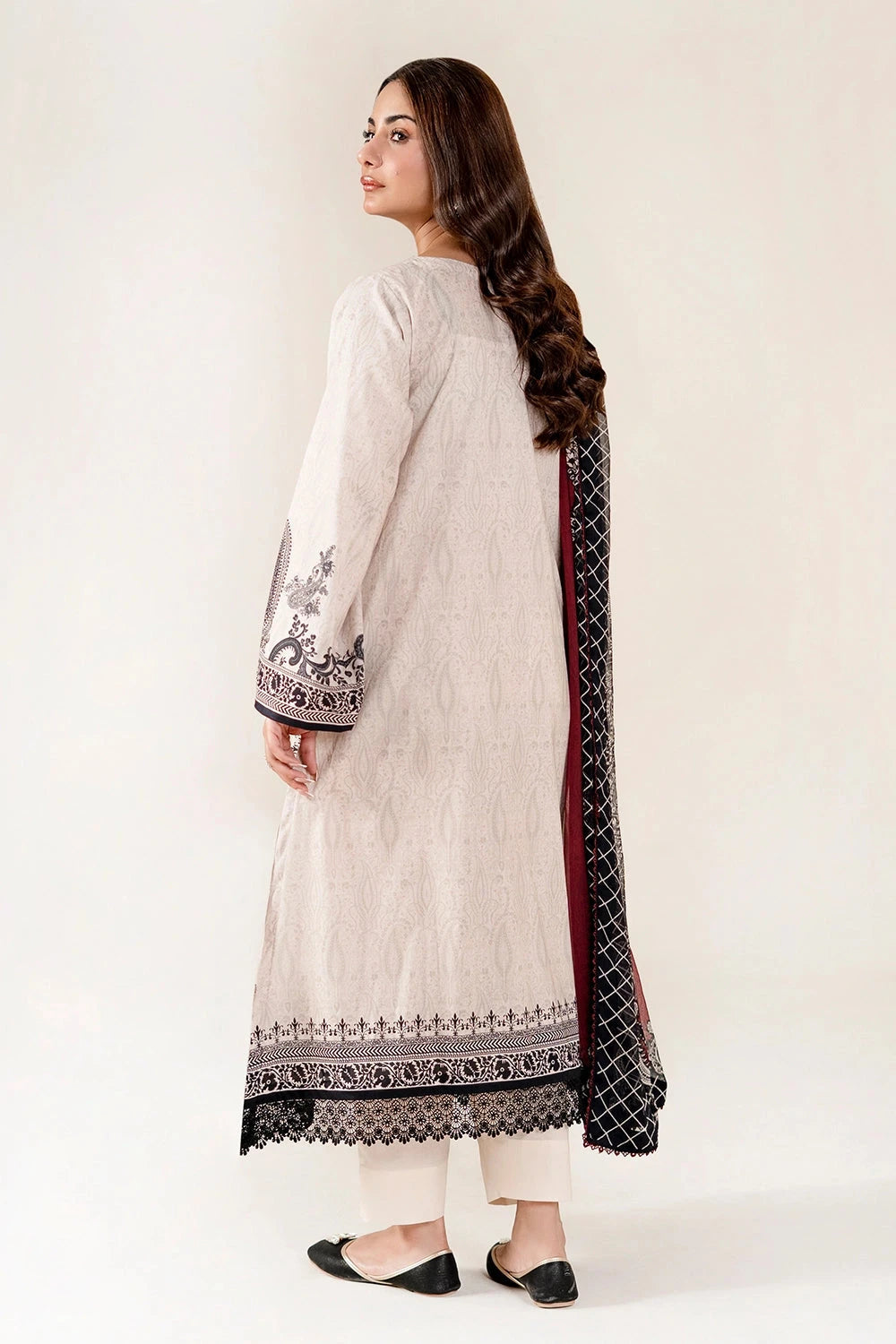 Embroidered Lawn Quill Grey Stitched Suit - Khas