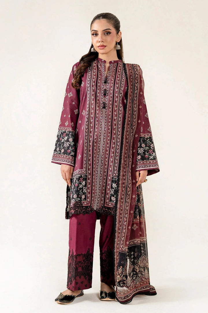 Embroidered Lawn Persian Plum Stitched Suit - Khas