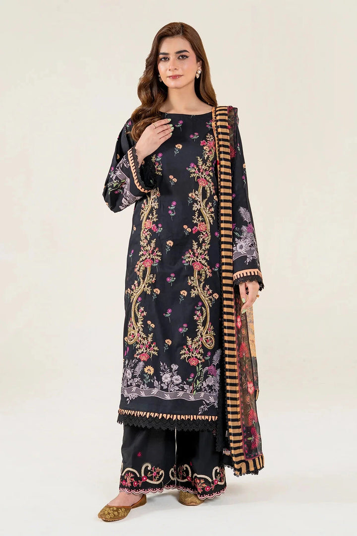 Embroidered Lawn Black Stitched Suit - Khas