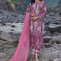 Embroidered Lawn Pink Stitched Suit - Khas