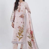 Printed Lawn Pink Stitched Suit - Khas