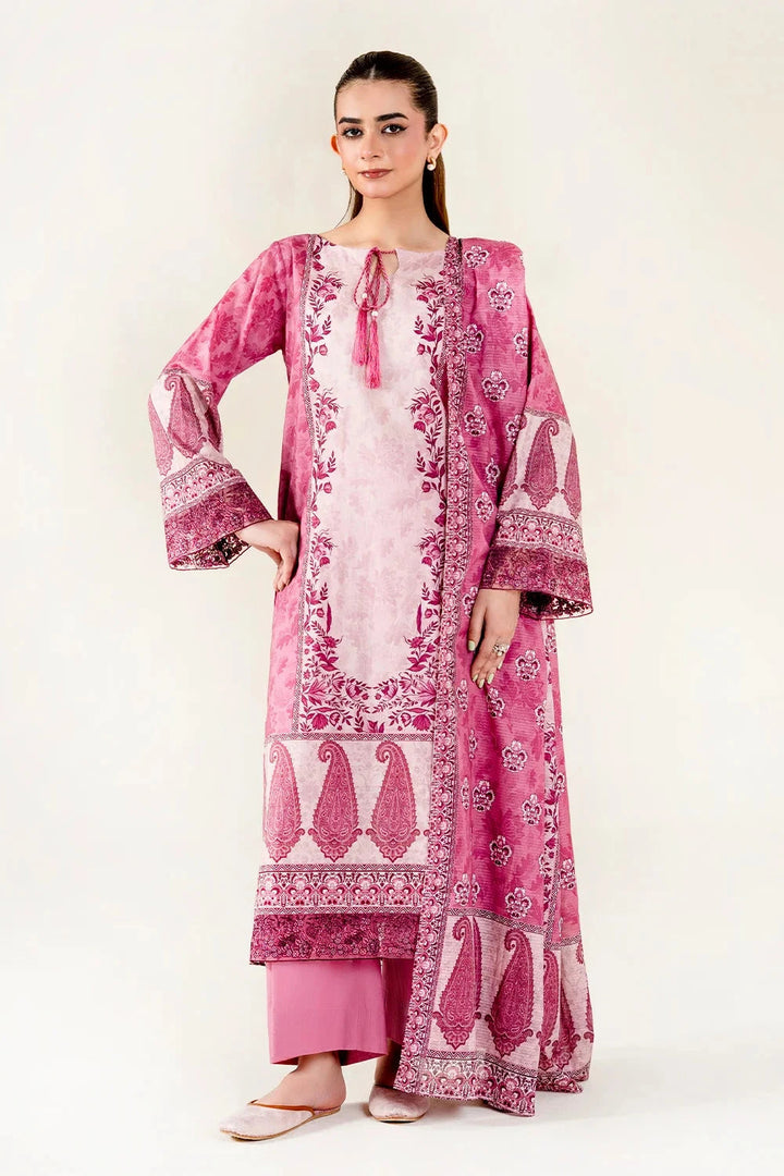 Embroidered Lawn Pink Stitched Suit - Khas