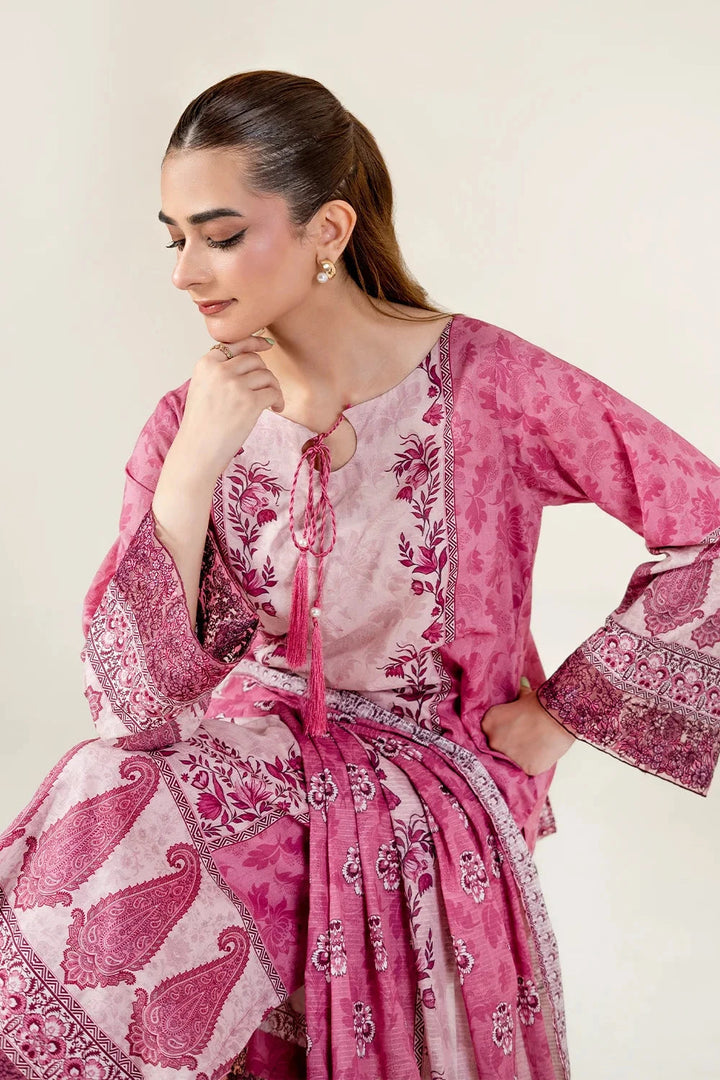 Embroidered Lawn Pink Stitched Suit - Khas