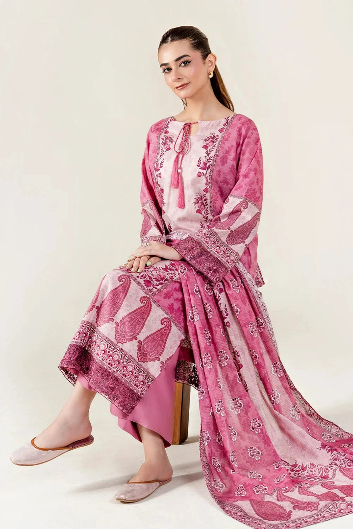 Embroidered Lawn Pink Stitched Suit - Khas
