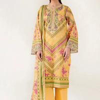 Embroidered Lawn Gold Stitched Suit - Khas