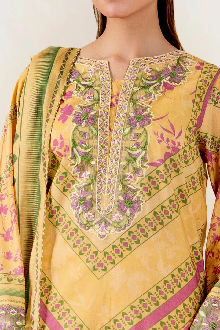 Embroidered Lawn Gold Stitched Suit - Khas