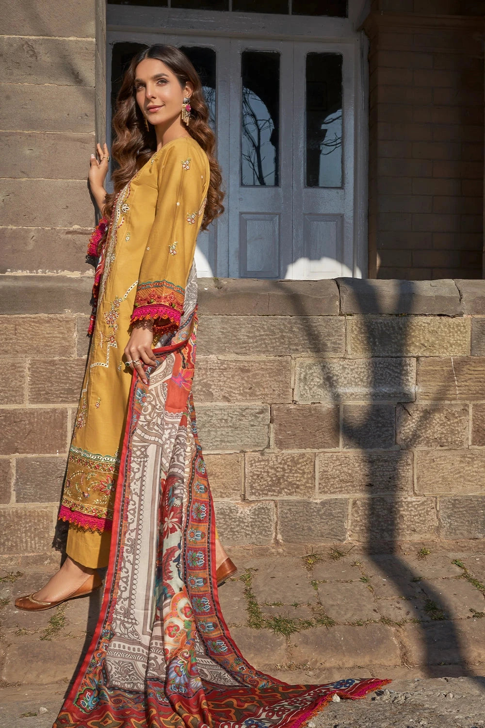 Printed Lawn Mustard Stitched Suit - Khas