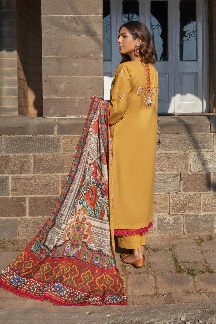 Printed Lawn Mustard Stitched Suit - Khas
