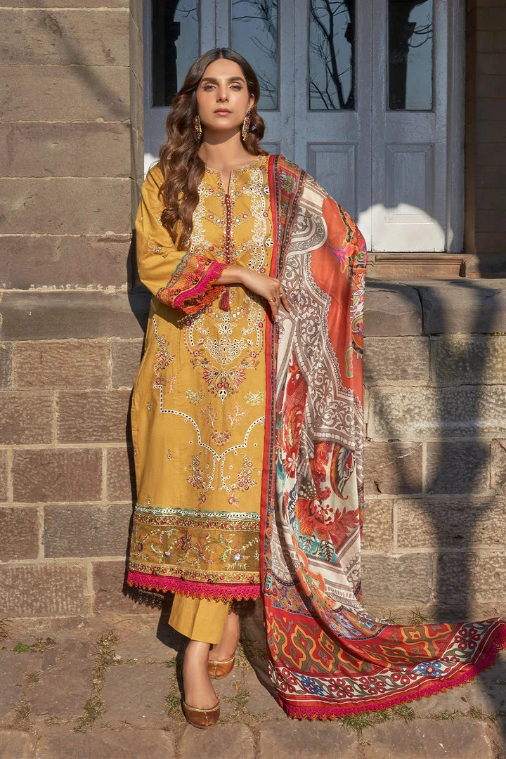 Printed Lawn Mustard Stitched Suit - Khas