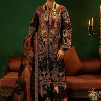 Embroidered Slub Organza Black Stitched Suit - Meherbano by Khas