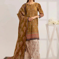 Printed Linen Almond Stitched Suit - Khas