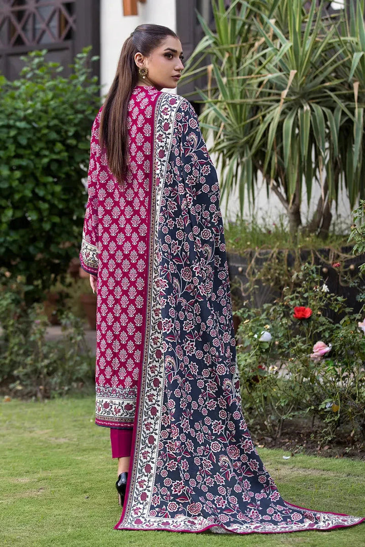 Printed Linen Ruby Pink Stitched Suit - Khas