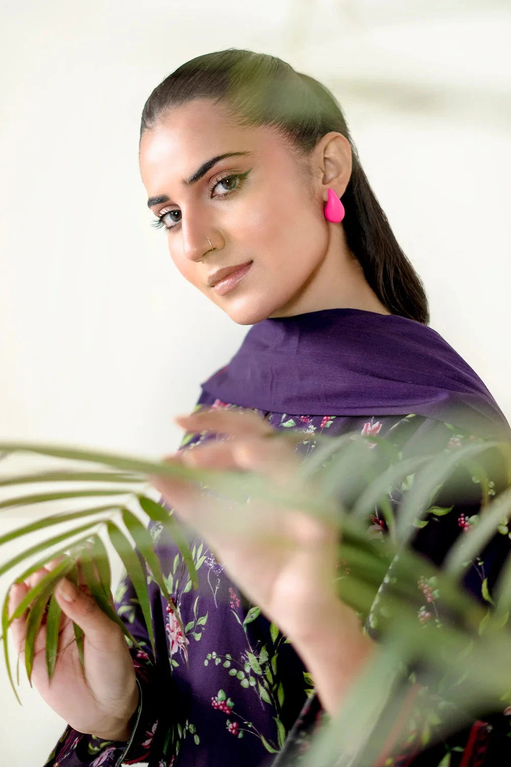 Printed Lawn Purple Stitched Suit - Khas