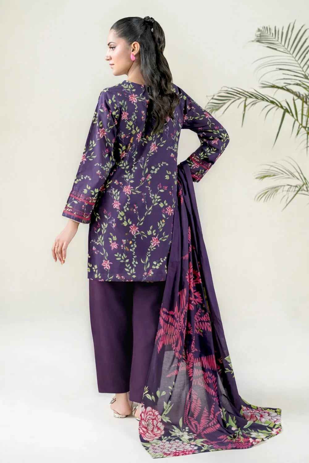 Printed Lawn Purple Stitched Suit - Khas