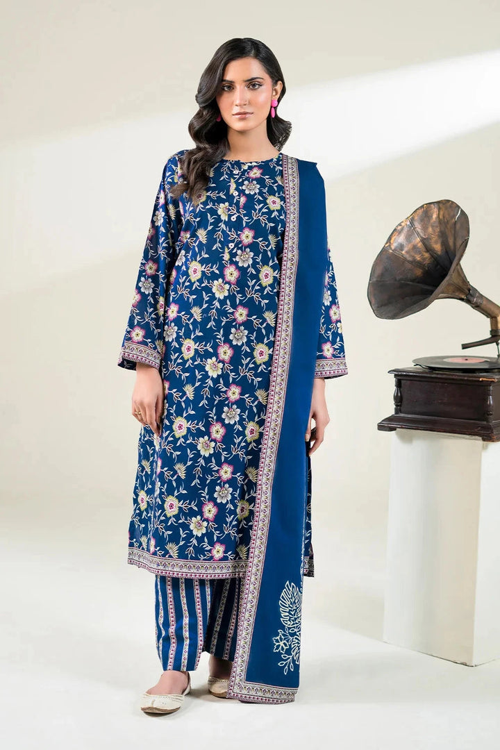 Printed Lawn Blue Stitched Suit - Khas