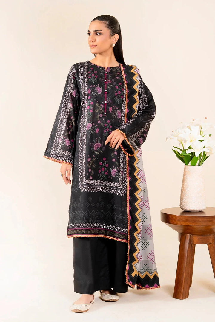 Printed Lawn Black Stitched Suit - Khas