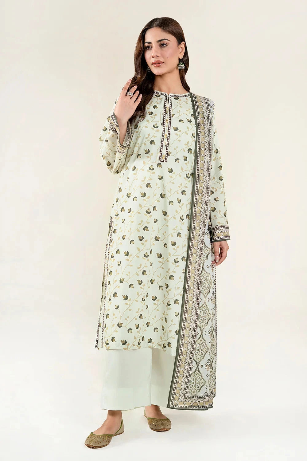 Printed Lawn Light Green Stitched Suit - Khas
