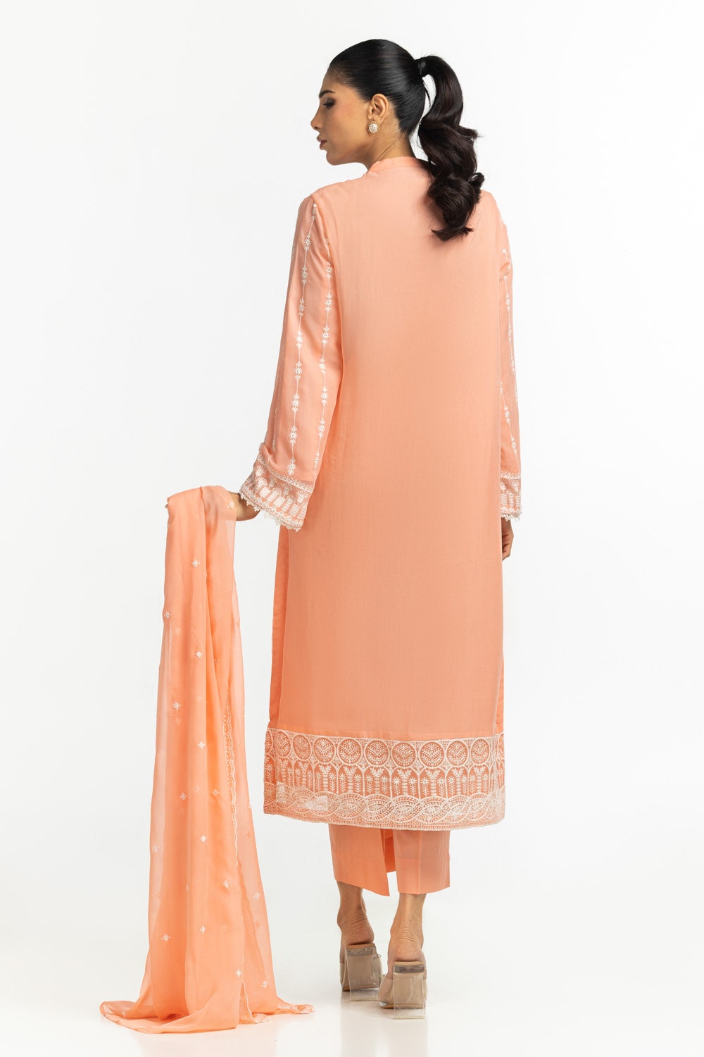 Chiffon Embroidered Pink Stitched Suit - Gul Ahmed