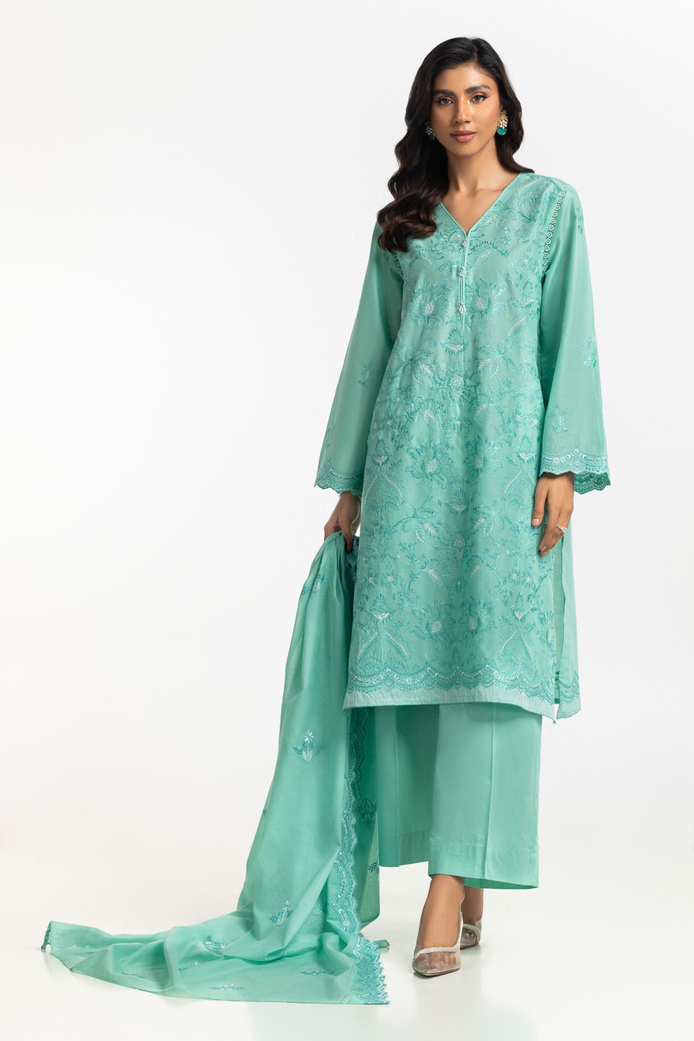 Lawn Green Stitched Suit - Gul Ahmed