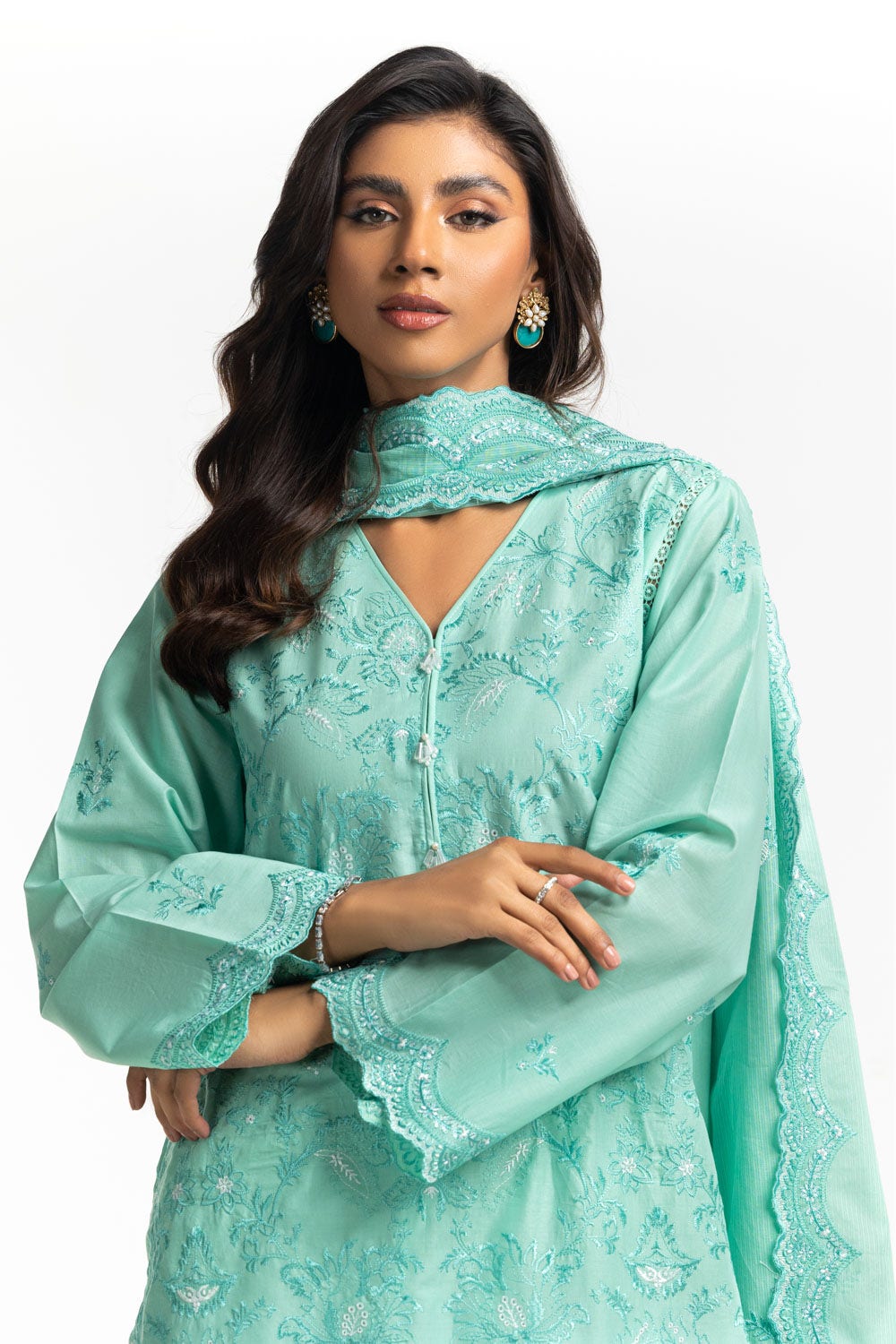 Lawn Green Stitched Suit - Gul Ahmed
