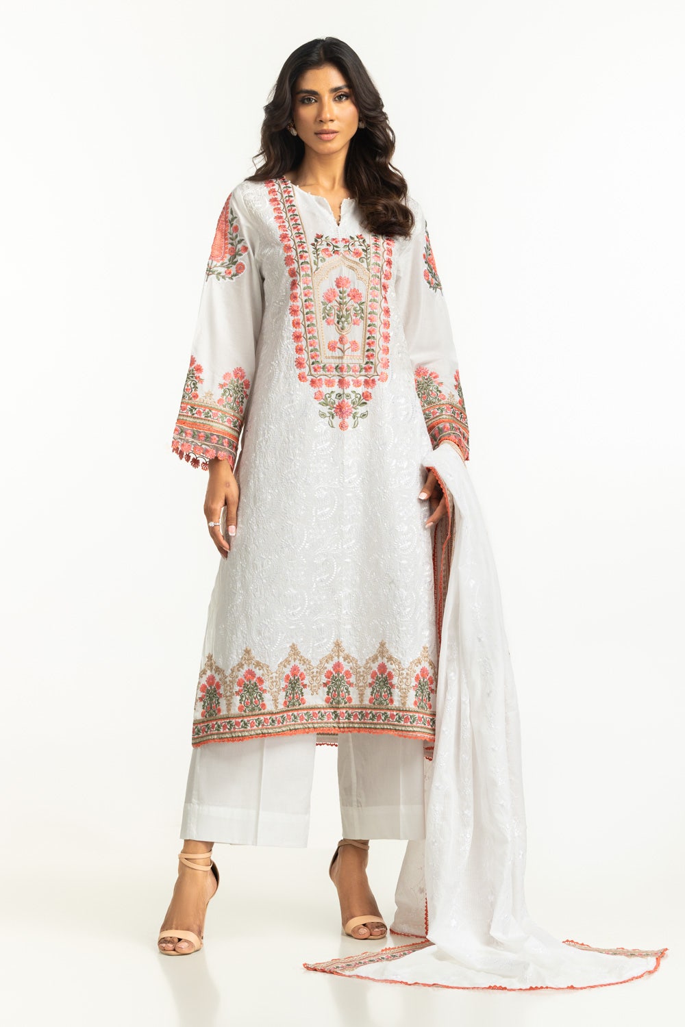 Lawn Embroidered White Stitched Suit - Gul Ahmed